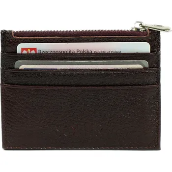 Pouzdro na karty Solier , pravá kůže, červené - unisex