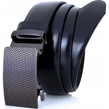 Opasek KOŽENÝ Pásek Pánský 3,5 cm AUTOMATICKÝ Oblek Jeans ČERNÝ Univerzální