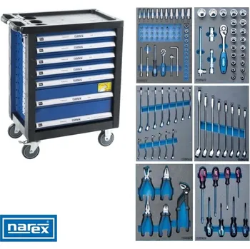 NAREX 443000994 Montážní skříň pojízdná (7 zásuvek) s nářadím 115ks (6modulů)