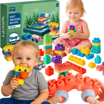 ostatní stavebnice Stavebnice gumové měkké senzorické konstrukční velké sada 48 KS