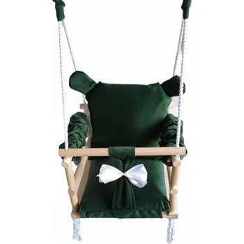 Dětská houpačka HOUPAČKA 3v1 PRO DĚTI medvídek láhvově zelená dům zahrada pokoj sedátko