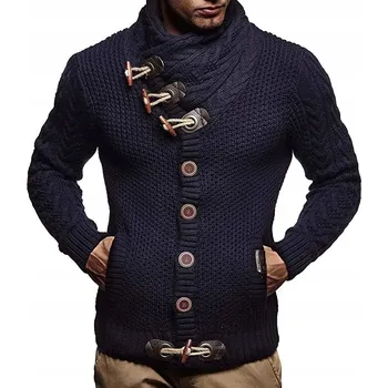 Pánský svetr Leif Nelson svetr LN4195 modrý s výstřihem do V, velikost L