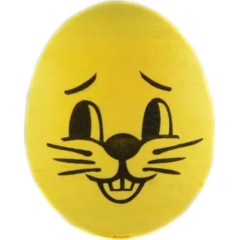 Velikonoční dekorace Vatovka vajíčko s potiskem - zajíček žlutý - 18x14 mm
