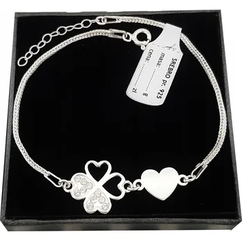 Náramek Náramek čtyřlístek SRDCE kr.Swarovski GRAVÍROVÁNÍ