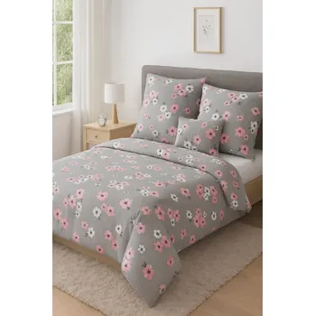 Povlečení Francouzské bavlněné povlečení - Proužky s květy