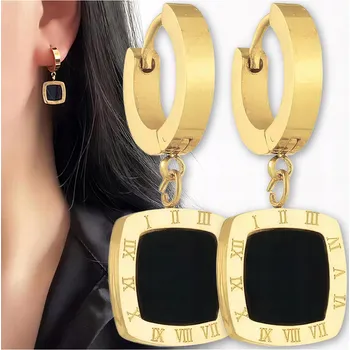 Náušnice NÁUŠNICE z chirurgické oceli 316L Zlaté visací pozlacené 18K elegantní