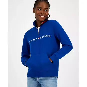 Dámská mikina Tommy Hilfiger dámská mikina se zipem Embroided Logo středně modrá XXL