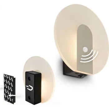 Nástěnné svítidlo BRILONER Taro nástěnné svítidlo - 2,5W, 100lm, bezdrátové, LED, s pohybové čidlo, matný nikl 3889012