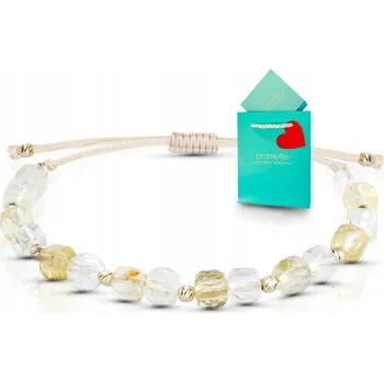 Náramek Citronový náramek na šňůrce s kameny z citrínu, stříbro pozlacené 925