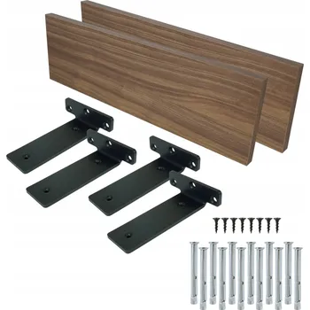 police 2x Nástěnné police ořech 500 mm laminovaná deska nábytková + držák