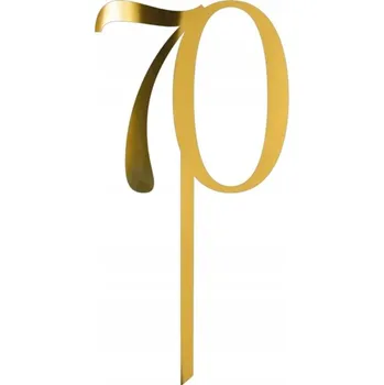 Dortová svíčka Zápich číslo 70 W058 | plexi zlatá číslice na dort