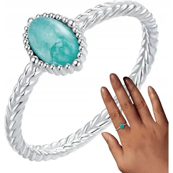 Prsten Prstýnek s přírodním AMAZONITEM ZELENÝ stříbro 925 bílé zlato vel. 12