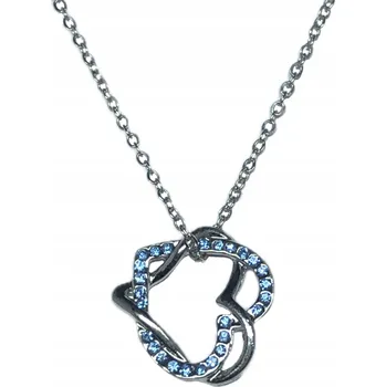 Náhrdelník Stříbrný náhrdelník přívěsek SRDCE zirkony modré řetízek N12 A