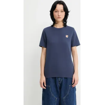 Bavlněné tričko Maison Kitsuné Fox Head Patch dámské, bílá barva, LW00105KJ0008, XS, 59X