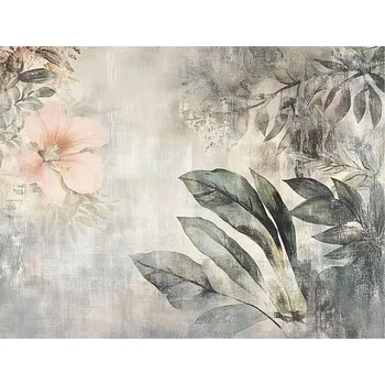 Fototapeta FOTOTAPETA LISTY VINTAGE KVĚTY BETON DO LOŽNICE OBÝVACÍHO POKOJE TAPETA 400x280
