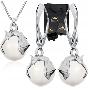 Souprava šperků Stříbrná Sada Šperků Netopýr Perly Pro Maminku Ženu Dceru 925
