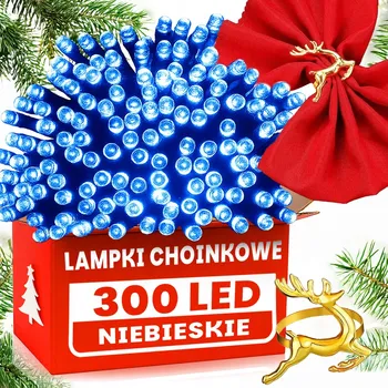 Vánoční dekorace STYLOVÉ VÁNOČNÍ OSVĚTLENÍ NA STROMEČEK 300 LED MODRÉ VENKOVNÍ/VNITŘNÍ SVÁTEČNÍ +