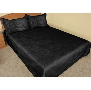 Prostěradlo Prošívaný přehoz 220x240 s povlaky na polštáře Eurofirany Daisy černá