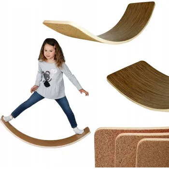 Dřevěná hračka Velká balanční deska z korku a teakového dřeva