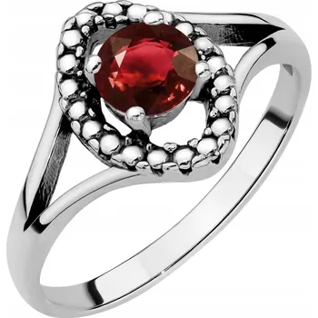 Prsten STŘÍBRNÝ dámský PRSTÝNEK ryzost 925 Oválný s červenou Zirkon, velikost vel.