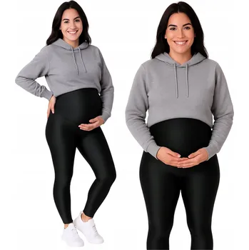 Dámské legíny Przyszła Mama těhotenské legíny dlouhé bavlna černé velikost XXL