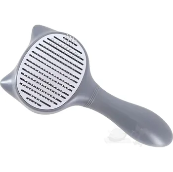 Kosmetika pro kočku UNIQ PETS vyčesávací kartáč ve tvaru kočky šedý 19,2×8,5×4,4cm
