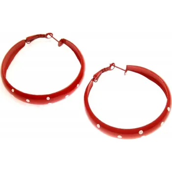 Náušnice Náušnice kruhy červené s bílými puntíky