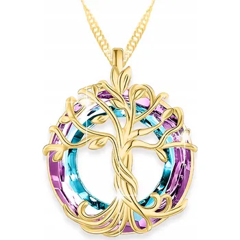 Náhrdelník Zlatý Náhrdelník 925 Strom Křišťál Strom Života Štěstí POZLACENÝ 585