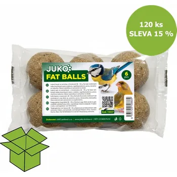 Krmivo pro ptáka JUKO Lojová koule se semínky bez síťky 90 g (120 ks)