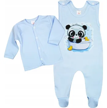 Dupačky Dupačky + kaftan z organické bavlna GOTS panda světle modrá 68 KLEKLE