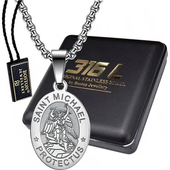 Řetízek STŘÍBRNÝ ŘETÍZEK S MEDAILONEM SVATÝ MICHAEL ARCHANGEL KRÁLOVSKÝ VZOR 60CM