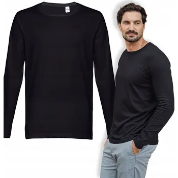 Pánské tričko Tričko pánské s dlouhým rukávem bavlněné Longsleeve hladké černé XXL