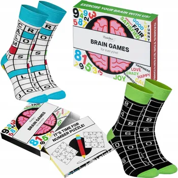 Pánské ponožky Ponožky Rainbow Brain Games Box pro milovníky hlavolamů, 2 páry, velikost 36-40