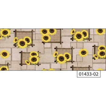ubrus Sanem Plastik 1433 PVC ubrus Florista (slunečnice, pytlovina) - role Barva: šedá, rozměr: role 20 m (140 cm x 2000 cm)