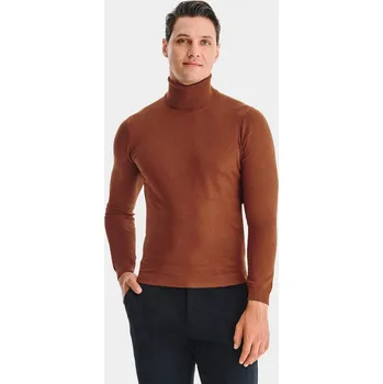 Pánský svetr Klasický pánský rolák bez rukávů v oranžové barvě Pako Lorente vel M