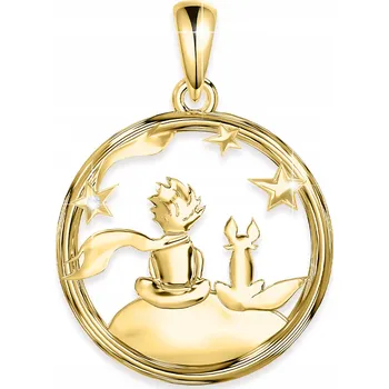 Přívěsek Zlatý přívěsek na řetízek Malý princ s liškou Hvězdy Liška STŘÍBRO 925