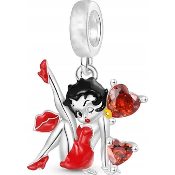 Přívěsek Přívěsek stříbrný Charms BETTY BOOP červené šaty rty srdce stříbro 925