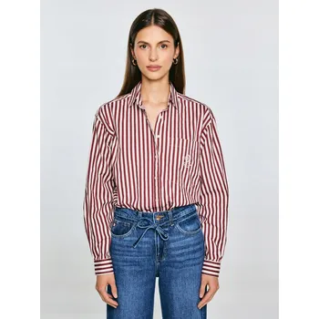Dámská košile BIG STAR DÁMSKÁ VOLNÁ KOŠILE S PROUŽKY BORDOVĚ-KRÉMOVÁ TINA 604 S