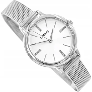 Hodinky DÁMSKÉ HODINKY LORUS RG215QX5 S MESH NÁRAMKEM A ZIRKONY, STŘÍBRNÉ
