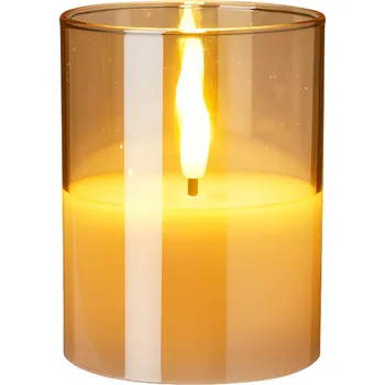 led svíčka Koopman International Skleněná svíčka s časovačem 10 cm 1 ks jantarová