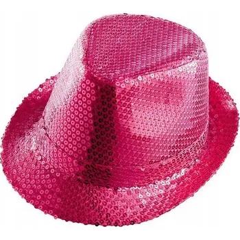 Karnevalový doplněk KLOBOUK RŮŽOVÝ FEDORA FLITRY SILVESTR KARNEVAL