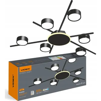 Stropní svítidlo Videx černé, 6-bodové, hliníkové, moderní