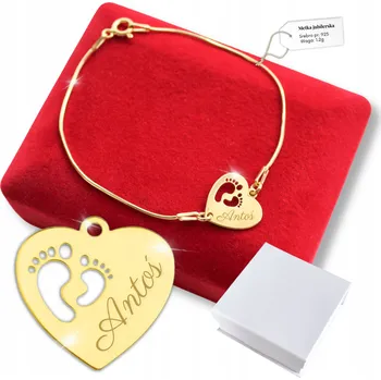 Náramek Zlatý náramek 925 GRAVÍROVÁNÍ Srdce Stopy pro maminku