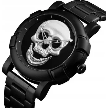 Hodinky Pánské hodinky SKMEI skm.191781a.mn černé analogové hodinky s náramkem motiv lebky lebka