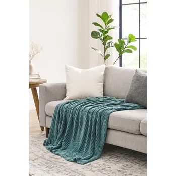 Přehoz na lůžko Mikroplyšová deka 220 x 240 cm Big Simple - Lahvově zelená