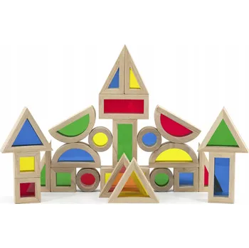 Dřevěná hračka VIGA Dřevěné Barevné Stavebnice Sada 24 dílků