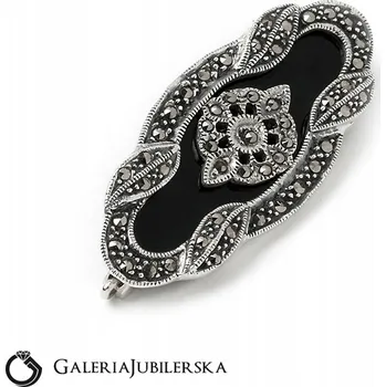 Brož BROŽ STŘÍBRNÁ S ONYXEM A MARKAZITY