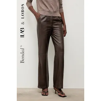 Dámské kalhoty Kožené kalhoty Bonded by Answear.LAB & LOBOS dámské, hnědá barva, široké, high waist WA25-SPD051 89X, vel. S
