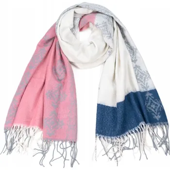 Dámské oblečení Zimní šála s ornamentem - bílá sz17107