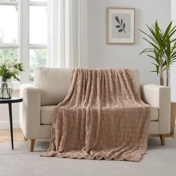 Přehoz na lůžko Mikroplyšová deka 200 x 230 cm Soft dream- béžová